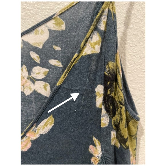 FREE PEOPLE Alyson Go To Gauze V-Neck Green Floral Top - Picture 7 of 7